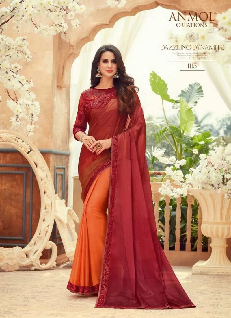 Anmol Creations Latest Fancy Designer Party And Festive Wear Heavy Chiffon Digital Print Heavy Saree Collection